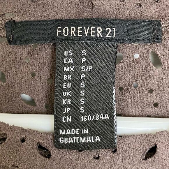 Forever 21 Grey Brown Cropped Cut Out Cropped Blouse Workwear Size Small - Picture 4 of 6